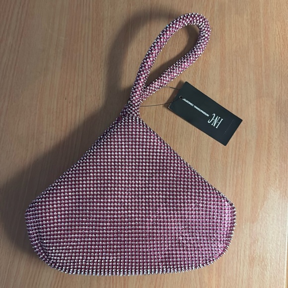 I.N.C. International Concepts Sparkle Mesh Pouch, pink drgn fruit  Bag - Picture 4 of 5